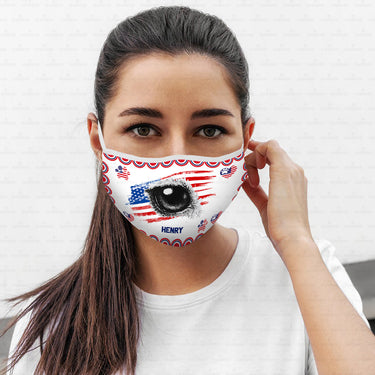 Personalized Dog Gift Idea - America Flag With Dog Eye For Dog Lovers - Cloth Mask
